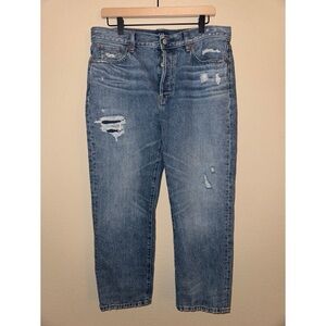 GAP Distressed Buttonfly Boyfriend Straight Leg Jeans Size‎ 10